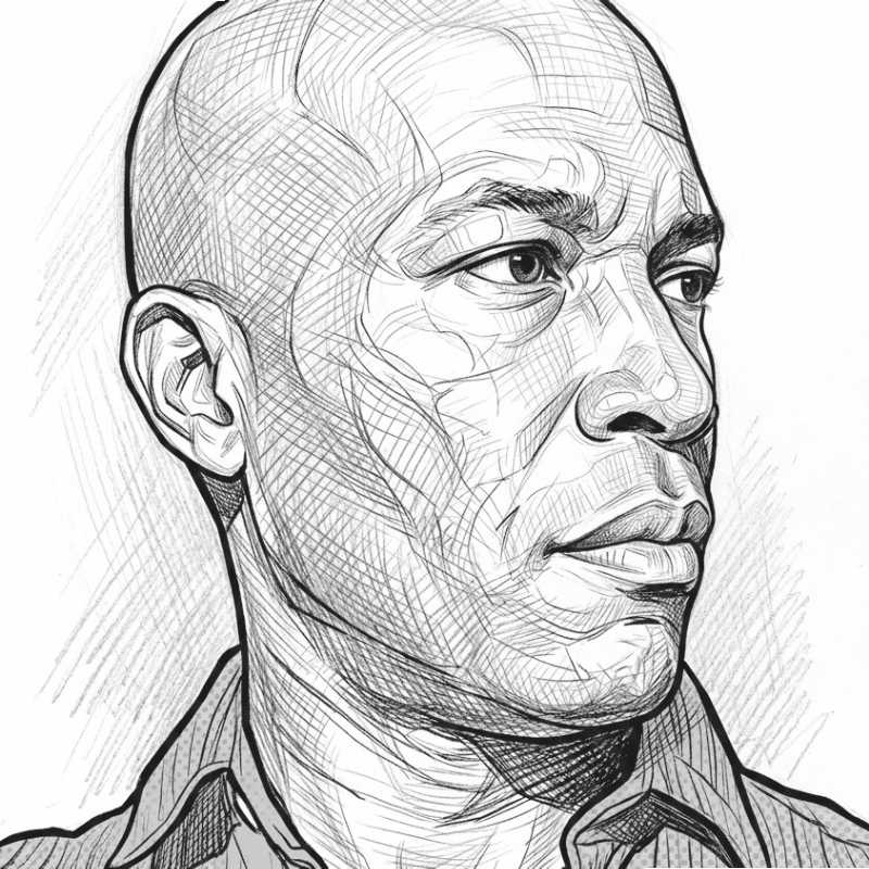 pencil drawing of David Matthew Olatunji Bey